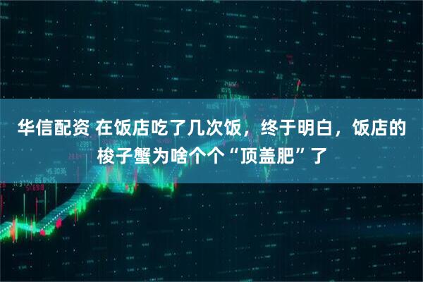 华信配资 在饭店吃了几次饭，终于明白，饭店的梭子蟹为啥个个“顶盖肥”了